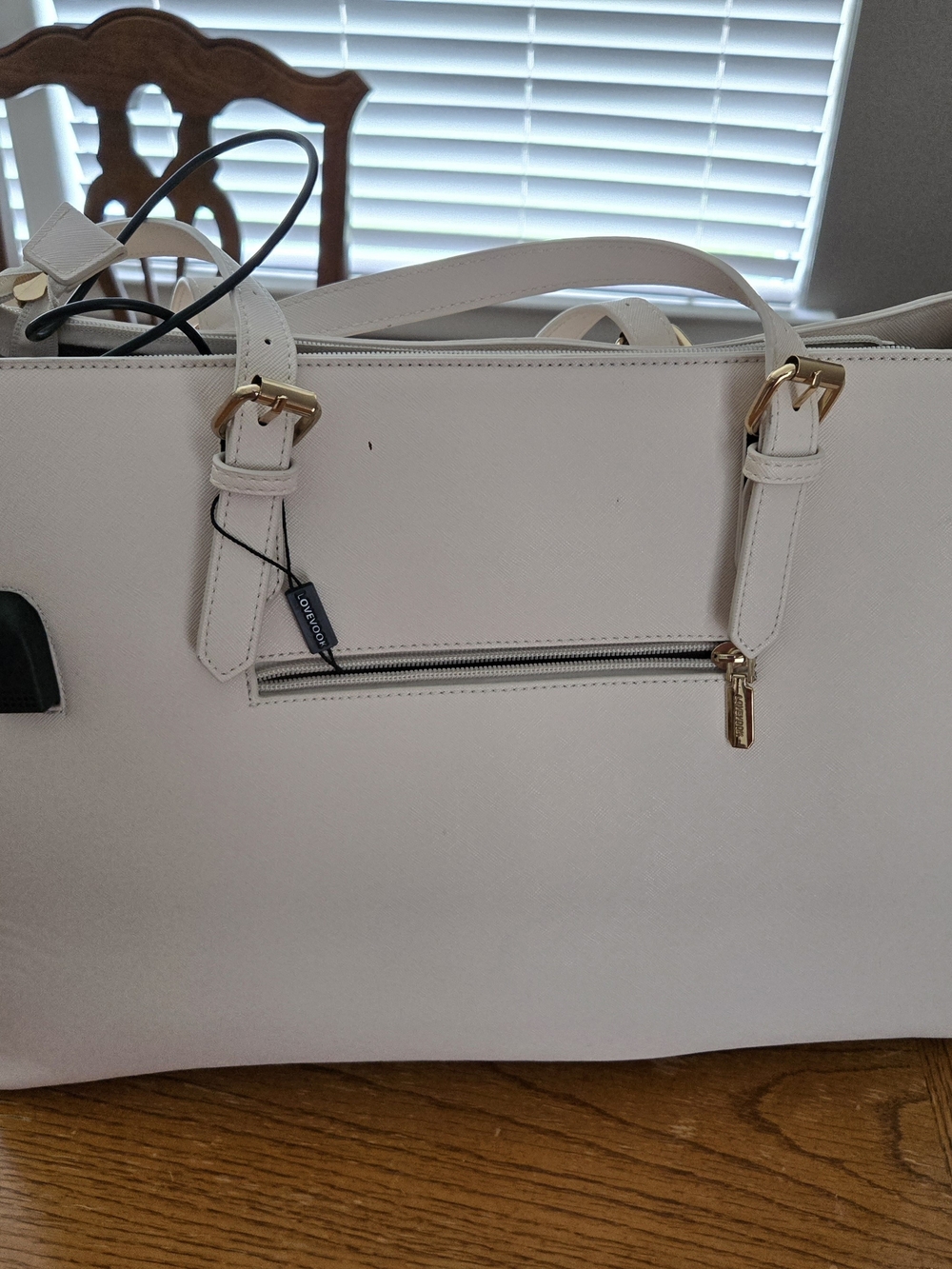 Light Pink Tote Bag with Gold Accents
